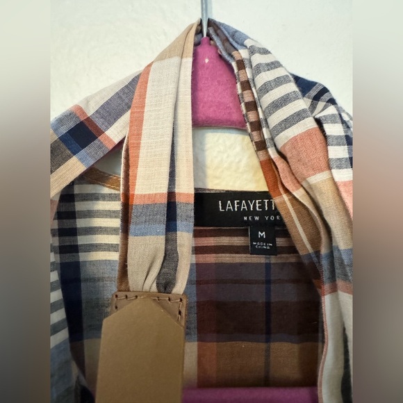 Lafayette 148 Angelique Plaid Tiered Maxi Dress Belted Linen Cotton Medium EUC - Picture 5 of 7